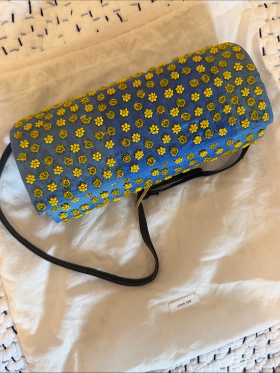 Chan Luu Handbags - Chan Luu Blue Beaded Silk Embroidered Cylinder Clutch Bag